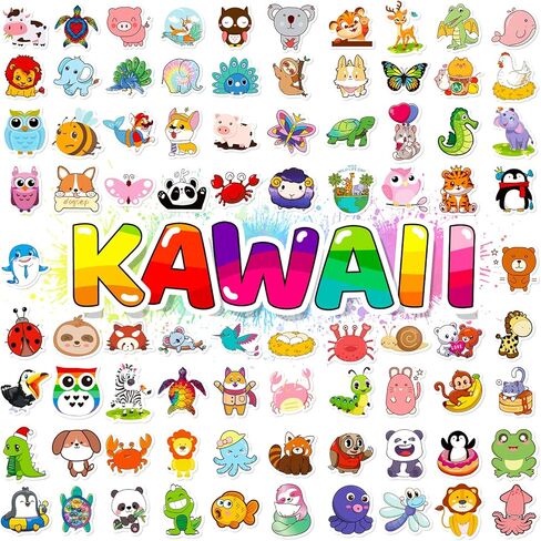 300 PCS Cute Animal Stickers,Animal Stickers for Kids,Waterproof Kawaii Stickers for Water Bottles Laptop Skateboard in Kuwait