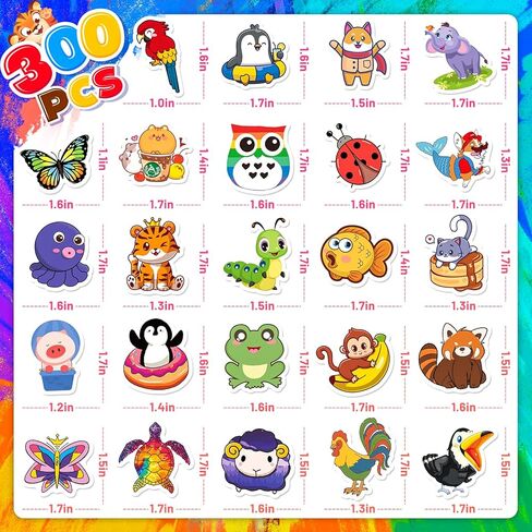 300 PCS Cute Animal Stickers,Animal Stickers for Kids,Waterproof Kawaii Stickers for Water Bottles Laptop Skateboard in Kuwait
