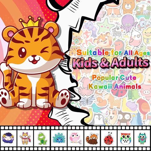 300 PCS Cute Animal Stickers,Animal Stickers for Kids,Waterproof Kawaii Stickers for Water Bottles Laptop Skateboard in Kuwait