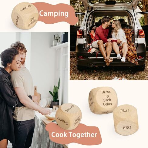 1DFAUL 5 Year Anniversary Wood Gift for Him Her, 5th Anniversary Wooden Gifts for Him, 5 Year Marriage Gifts Anniversary for Wife Husband, Date Night Dice Box Present for Couple in Kuwait