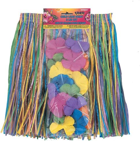 Child Luau Skirt & Lei Set - Vibrant & Tropical Design - Perfect for Parties, Hula Dance, Beach Fun in Saudi Arabia