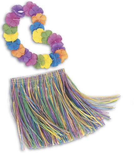 Child Luau Skirt & Lei Set - Vibrant & Tropical Design - Perfect for Parties, Hula Dance, Beach Fun in Saudi Arabia
