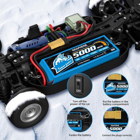 بطارية ليبو Yowoo 3S 5000 مللي أمبير في الساعة 150C 11.1 فولت بطارية ليبو جرافين مع موصل قابس XT60 / TR لطائرة هليكوبتر RC وطائرة هليكوبتر كوادكوبتر وقارب E-Maxx محوري RC سيارات شاحنة عربات التي تجرها الدواب تروجي هوبي (عبوتان) in Kuwait