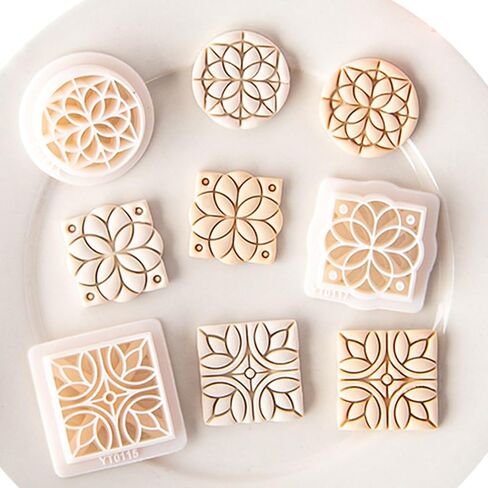 3 قطع من قواطع صلصال البوليمر، قوالب صلصال بنمط عتيق، قواطع صلصال البوليمر لصنع الاقراط، قواطع صلصال زهور هندسية رترو لمجموعة صنع المجوهرات in Kuwait
