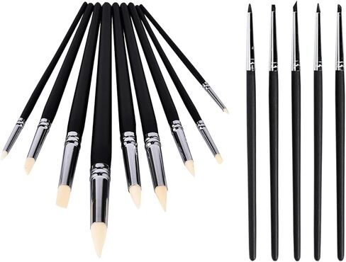 VideoPUP 9PCS Black Rod Rubber Silicone Pen Soft Clay Color Shaper Sculpting Painting Tools Wood Shank Pottery Painting Tools Soft Clay Ceramic Modified Soft Head Pen in Kuwait