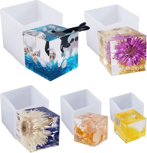 LUXWIN 5 قطع/مجموعة قوالب الراتنج المربعة 5 أحجام مختلفة مكعب سيليكون قوالب الراتنج الصب لصنع الصابون in Kuwait