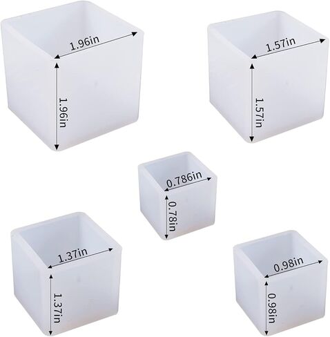 LUXWIN 5 قطع/مجموعة قوالب الراتنج المربعة 5 أحجام مختلفة مكعب سيليكون قوالب الراتنج الصب لصنع الصابون in Kuwait