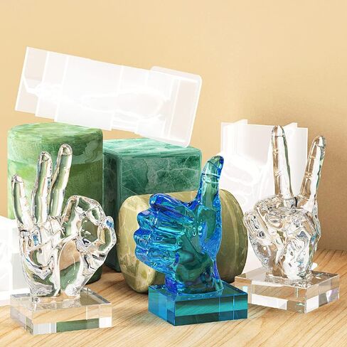 قوالب راتنج حامل شموع، قالب شمعة انتصار كبير، اليد ودية ايماءات سيليكون للراتنج ، قوالب راتنج ايبوكسي سيليكون لديكور الطاولة المنزلية in Kuwait