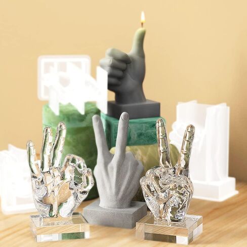 قوالب راتنج حامل شموع، قالب شمعة انتصار كبير، اليد ودية ايماءات سيليكون للراتنج ، قوالب راتنج ايبوكسي سيليكون لديكور الطاولة المنزلية in Kuwait