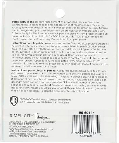 رقعة مزخرفة بالكي من Simplicity Scrappy-Doo للملابس والسترات وحقائب الظهر، مقاس 1.5 بوصة عرض × 3.25 بوصة ارتفاع، متعددة الألوان in Saudi Arabia
