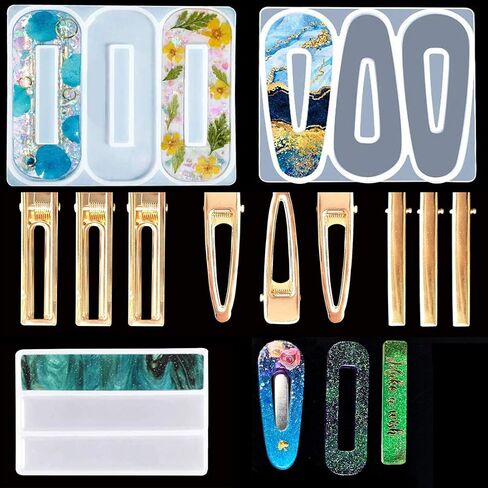 FineInno Barrette Resin Molds DIY Hair Pin Casting Molds,Hair Clip Molds Strip Silicone Molds Jewelry Molds Epoxy Resin Hair Pin,Bookmark in Saudi Arabia