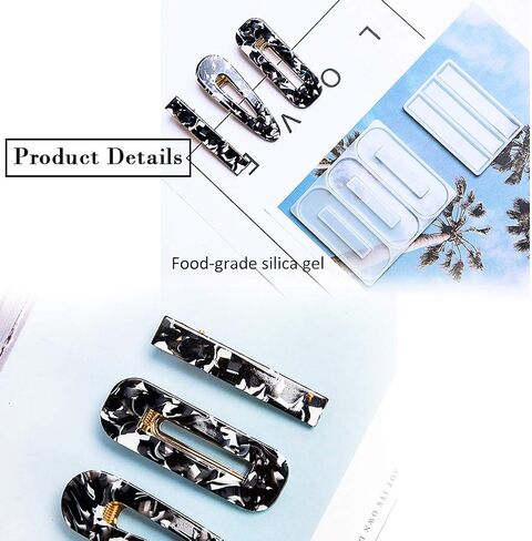 FineInno Barrette Resin Molds DIY Hair Pin Casting Molds,Hair Clip Molds Strip Silicone Molds Jewelry Molds Epoxy Resin Hair Pin,Bookmark in Saudi Arabia