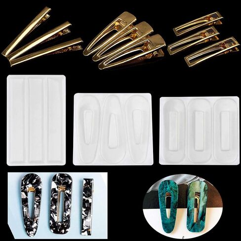 FineInno Barrette Resin Molds DIY Hair Pin Casting Molds,Hair Clip Molds Strip Silicone Molds Jewelry Molds Epoxy Resin Hair Pin,Bookmark in Saudi Arabia