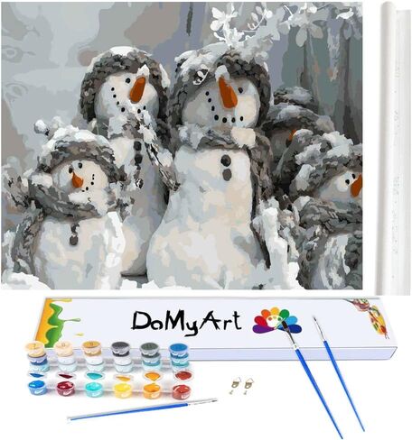 DoMyArt Paint by Number Acrylic Kit On Canvas for Adults Beginner 16X20 Inch (Christmas Snowman) in Kuwait