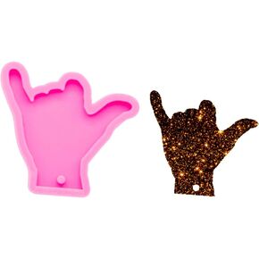 Super Glossy Cute Hands Shape Silicone Mold for DIY Necklace Pendant Jewelry Keychain Mold Language 'You' Silicone Epoxy Resin Mold Jewellery Making Mould