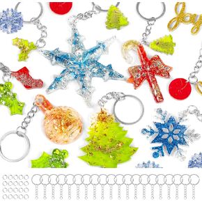 Mocoosy Silicone Christmas Resin Molds Kit, Christmas Ornaments Epoxy Resin Casting Molds Keychain Making Set DIY Resin Crafts for Christmas Tree Decorations Holiday Xmas Project in Kuwait