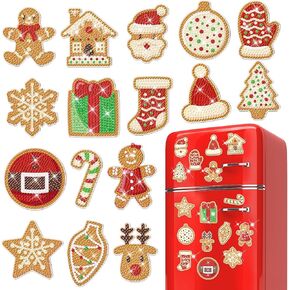 16 Pcs Christmas Candy Diamond Art Painting Refrigerator Magnet Christmas Candy Fridge Magnet DIY Diamond Painting Art Kit Xmas Magnet Sticker Decor for Fridge Whiteboard Car Mailbox Decoration in Kuwait