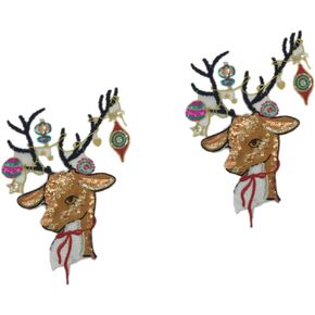 EXCEART التطريز التصحيح 2PCS الملحقات زينت شارة الملحقات ملصقات الشعار بقع الخياطة الحديد على ES للملابس بقع الملابس عيد الميلاد القماش المطرزة بقع in Kuwait