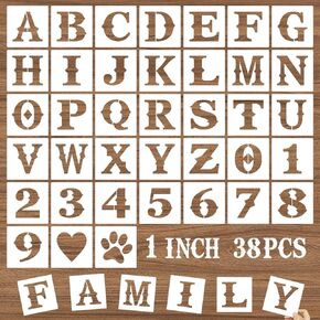 DZXCYZ 2 Inch Letter Stencils and Numbers, 38 Pcs Alphabet DIY Craft Stencils, Reusable Plastic Drawing Templates for Painting on Wood, Wall, Fabric, Rock, Chalkboard, Floor, Signage, Door Porch