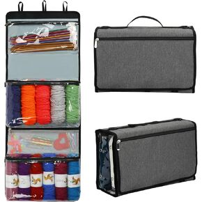 LOOEN Portable Yarn Tote Bag Foldable Hanging Yarn Storage Knitting Organizer Storage, Clear Wall Display Bulk Yarn Organizer Bag for DIY Knitting in Kuwait