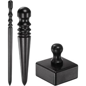 HARFINGTON Leather Edge Burnisher Tool 3 Type Black Ebony Wood 4 Grooves Slim Stick & Round Head & Cube Wood Edge Slicker Leather Burnishing Tool for Polished Edges Craft Leathercraft Working in Kuwait