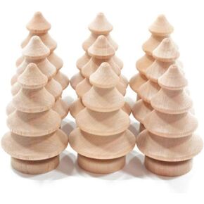 FOMIYES 10pcs Unfinished Mini Christmas Trees for DIY Crafts Wooden Unfinished Miniature Trees Drawing Doll Toy Wooden Peg Doll for Home Decoration Ornament in Saudi Arabia