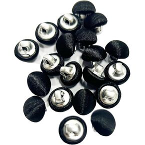 10mm Vintage Suits Tuxedo Buttons Satin Covered Metal Shank Buttons for Bridal Gowns Blouses Shirts 20Pack (Black) in Kuwait