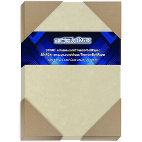 100 Natural Parchment 60# Text (=24# Bond) Paper Sheets - 11" X 17" (11X17 Inches) Tabloid|Ledger|Booklet Size - 60 Pound is Not Card Weight - Vintage Colored Old Parchment Semblance