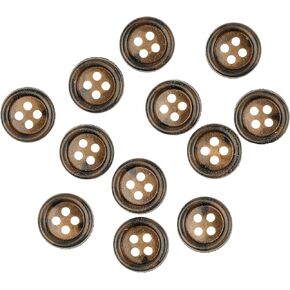 Mibo Buttons & Accessories 6pcs Urea Imitation Horn Suiting & Coat Button - 4 Hole - Classic Shape - 32L(20mm) - Medium Brown