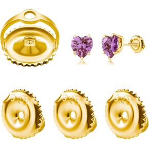 2 Pairs Screw Earring Backs Replacement, 925 Sterling Silver Screw On Earring Backs for Studs, Hypoallergenic Gold Plated Secure Screw Backs Fit for 0.032" Threaded Post (Gold) in Kuwait