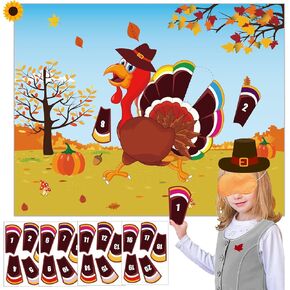 Thanksgiving Friendsgiving Games for Kids Pin The Tail/Feather On The Turkey Game Thanksgiving Games for Kids Audults Students Family School Thanksgiving Fall Party Favors Activities in Saudi Arabia