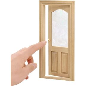 iLAND Dollhouse Door on 1 12 Scale, Unfinished Paintable Wooden Door w/ 3D Windowpane Reflecting Rainbow Light & Golden Metal Handles, Miniature Building Supplies Dollhouse Furniture & Decor in Kuwait