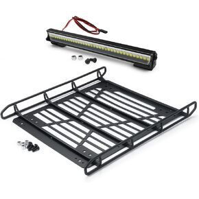 Zolikar RC Stainless Steel Roof Rack Luggage Rack with Lights Bar Set for SCX10 III Upgrades JLU AXI03007 Parts 1/10 RC Crawler Car in Saudi Arabia
