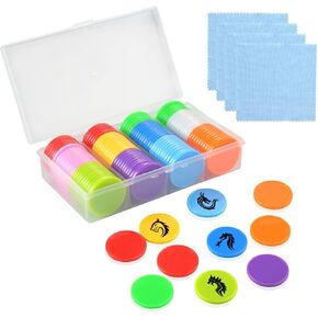 DLUGOPIS 100 Pcs 1 Inch Dry Erase Tokens Game Tokens Set Dry Erase with A Storage Box and 4 Wipes Reusable Game Discs for Tabletop Games DIY Plastic Learning Counters Chips 1Inch and 1.5 Inch in Saudi Arabia