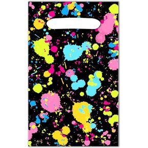 Vusnud 50Pcs Neon Let’s Glow in Dark Candy Goodie Treat Plastic Bags for Birthday Party Decorations