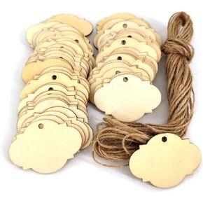 ماي بشاور بطاقات هدايا خشبية مع دلايات خشبية غير مكتملة مقطوعة بالليزر للكريسماس، عبوة من 60 قطعة (7) in Kuwait