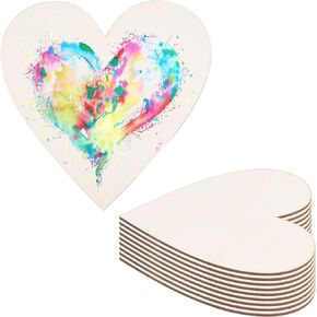 GORGECRAFT 5PCS 10 Inch Wood Heart Cutouts Wooden Heart Slices Embellishments Ornaments for Christmas, Wedding, Valentine, DIY Supplies
