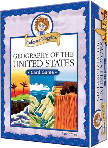 لعبة بطاقات بروفيسور نوجين جغرافيا الولايات المتحدة - لعبة بطاقات تعليمية قائمة على التوافه للاطفال - التوافه، صواب ام خطأ، وخيارات متعددة - للاعمار من 7 سنوات فما فوق - تحتوي على 30 بطاقة التوافه in Kuwait