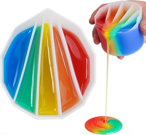 NiArt Silicone Pour Cup with Mixing Stick - 5 Channels, Polygonal Design for Multi-Channel Pouring and Mixing of Acrylic Paints and Epoxy Resins, Ideal for Art, Crafts and DIY Projects in Saudi Arabia