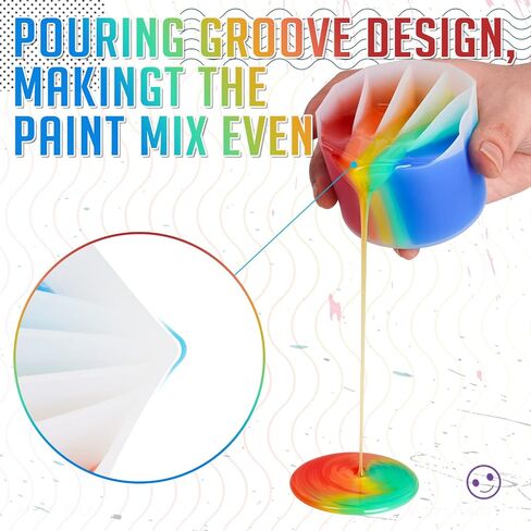 NiArt Silicone Pour Cup with Mixing Stick - 5 Channels, Polygonal Design for Multi-Channel Pouring and Mixing of Acrylic Paints and Epoxy Resins, Ideal for Art, Crafts and DIY Projects in Saudi Arabia