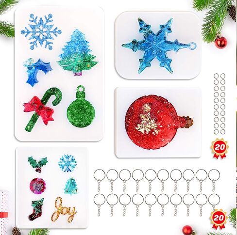 موكوسي سيليكون عيد الميلاد قوالب الراتنج ، عيد الميلاد الحلي ايبوكسي الراتنج قوالب صنع سلسلة المفاتيح diy الراتنج الحرف ل شجرة عيد الميلاد ديكور عطلة عيد الميلاد مشروع in Kuwait
