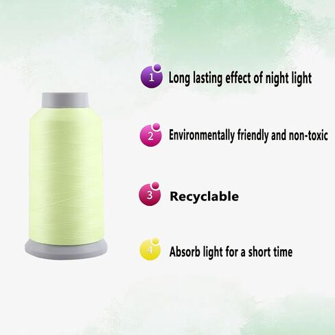 Sewing Thread, A New Type of Textile Sewing Thread That Glows at Night, Suitable for Machine Embroidery/Sewing.(3000 Yards-Yellow) in Kuwait