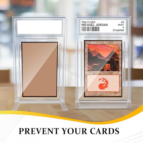 5 Pieces Card Case Holder with 5 Pieces Display Stands for Trading Cards, Acrylic Graded Card Slab Baseball Card Protectors with Label Position Fit  for TCG, MTG, YUGIOH, Football Cards in Kuwait