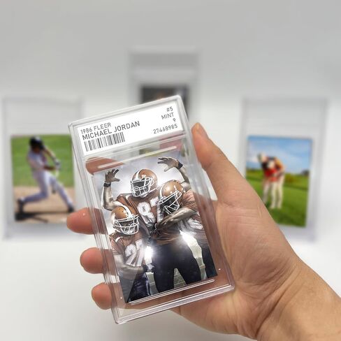 5 Pieces Card Case Holder with 5 Pieces Display Stands for Trading Cards, Acrylic Graded Card Slab Baseball Card Protectors with Label Position Fit  for TCG, MTG, YUGIOH, Football Cards in Kuwait