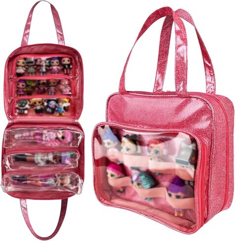 حقيبة حمل الدمية من TUEGHER متوافقة مع جميع دمى LOL Surprise، حقيبة تخزين منظمة معلقة مع 6 جيوب نافذة شفافة للفتيات، حقيبة فقط (وردي) in Kuwait