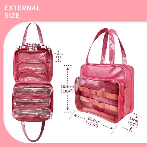 حقيبة حمل الدمية من TUEGHER متوافقة مع جميع دمى LOL Surprise، حقيبة تخزين منظمة معلقة مع 6 جيوب نافذة شفافة للفتيات، حقيبة فقط (وردي) in Kuwait