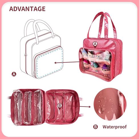 حقيبة حمل الدمية من TUEGHER متوافقة مع جميع دمى LOL Surprise، حقيبة تخزين منظمة معلقة مع 6 جيوب نافذة شفافة للفتيات، حقيبة فقط (وردي) in Kuwait