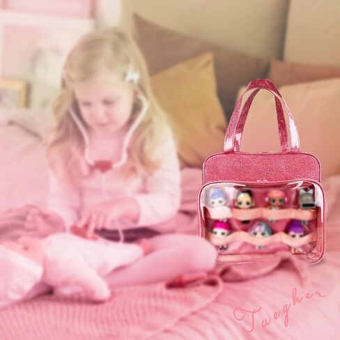 حقيبة حمل الدمية من TUEGHER متوافقة مع جميع دمى LOL Surprise، حقيبة تخزين منظمة معلقة مع 6 جيوب نافذة شفافة للفتيات، حقيبة فقط (وردي) in Kuwait