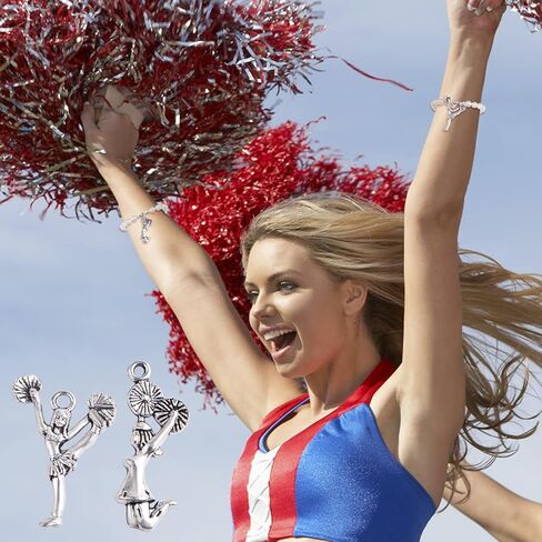 60 قطعة من 6 انماط فضية عتيقة بتصميم مشجع، دلايات من خليط معدني تبتي للجمباز والمدرسة والرياضة، قلادات متدلية لصناعة القلادات والاساور والمجوهرات بنفسك in Kuwait