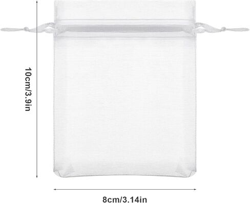 WLLHYF 50Pcs Organza Gift Bags 3x4 Inch Sheer Wedding Favor Bag Mesh Drawstring Party Present Pouches White Jewelry Organizer for Christmas Halloween Candy Sachet Decoration Packaging in Saudi Arabia